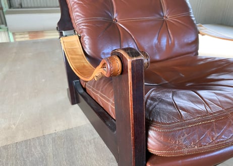 Hock（ホック）カンディハウス CONDE HOUSE シャーフ ハイバック ラウンジチェア & オットマン 本革 70's ビンテージ