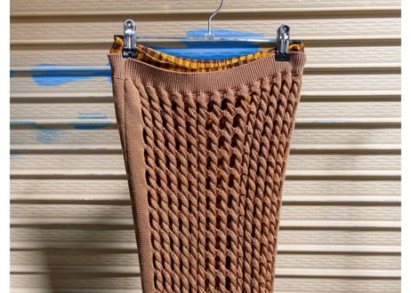 【美品】FENDI（フェンディ）Two-layered Skirt ニット×チェック柄 レイヤードタイトスカート / ライトブラウン系 / レディース・サイズ38
