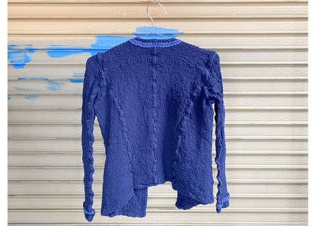 me ISSEY MIYAKE（ミー イッセイミヤケ） シワ加工 カリフラワー ノーカラージャケット（ネイビー / レディース）