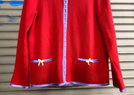 GUCCI / グッチ カシミヤ パールボタン クルーネックカーディガン - レッド（レディースM）