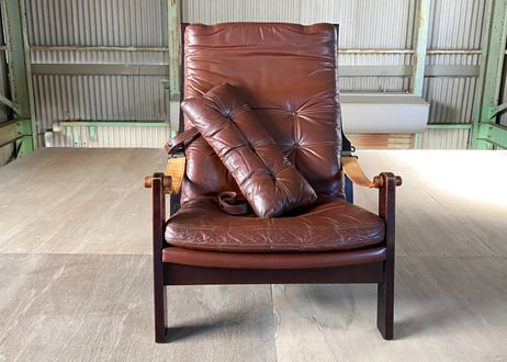 Hock（ホック）カンディハウス CONDE HOUSE シャーフ ハイバック ラウンジチェア & オットマン 本革 70's ビンテージ