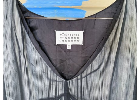 【美品】Maison Margiela / メゾン マルジェラ ノースリーブ フリンジドッキングワンピース / サイズ42（M相当）/ ブラック系 / レディース