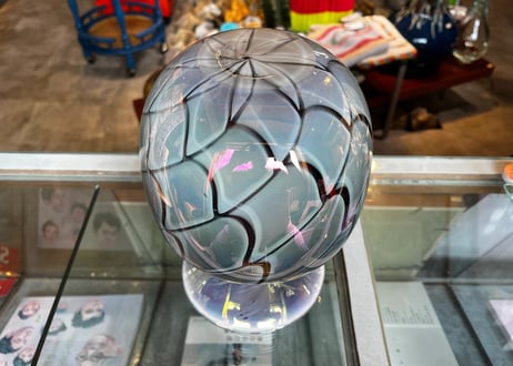 Iridescent & Patterned Glass Vase / Organic Pattern