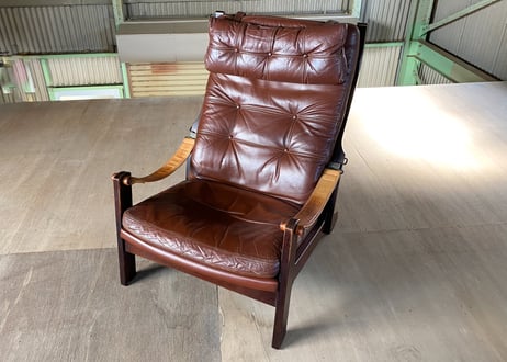 Hock（ホック）カンディハウス CONDE HOUSE シャーフ ハイバック ラウンジチェア & オットマン 本革 70's ビンテージ