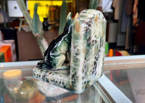 【ビンテージ】陶器製 シェパード ブックエンド（2体セット）