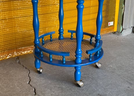 mobilia / 1960s Italian Vintage / Rattan Display Trolley / Blue
