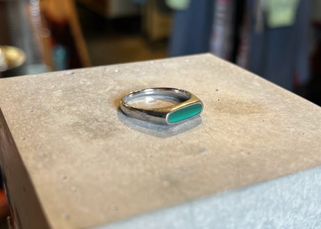 TOM WOOD / Cushion Larvikite Ring / Silver 925