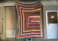USA Vintage / Granny Square Blanket / Multi Color / Big Size