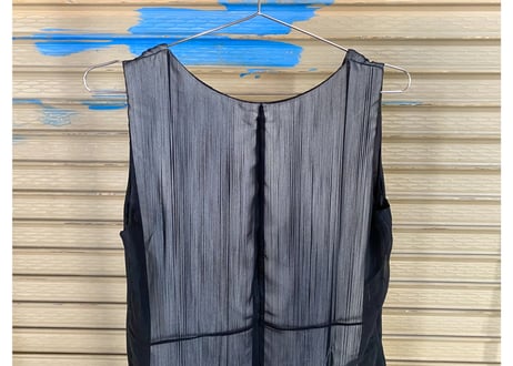 【美品】Maison Margiela / メゾン マルジェラ ノースリーブ フリンジドッキングワンピース / サイズ42（M相当）/ ブラック系 / レディース