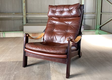 Hock（ホック）カンディハウス CONDE HOUSE シャーフ ハイバック ラウンジチェア & オットマン 本革 70's ビンテージ
