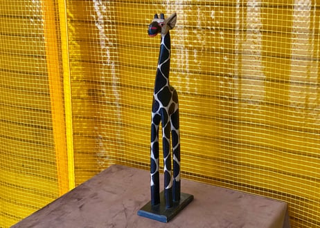 【木彫りオブジェ】Giraffe Art Piece