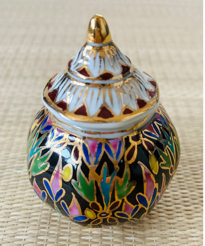 美品】タイ製 ベンジャロン焼 小物入れ 見立て茶器/薄器 | ginyoudo