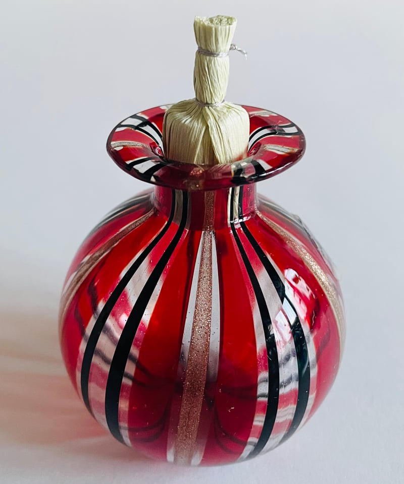 美品】イタリア製 ムラーノ 一輪挿し 見立て振出 手作り菅蓋風蓋付き