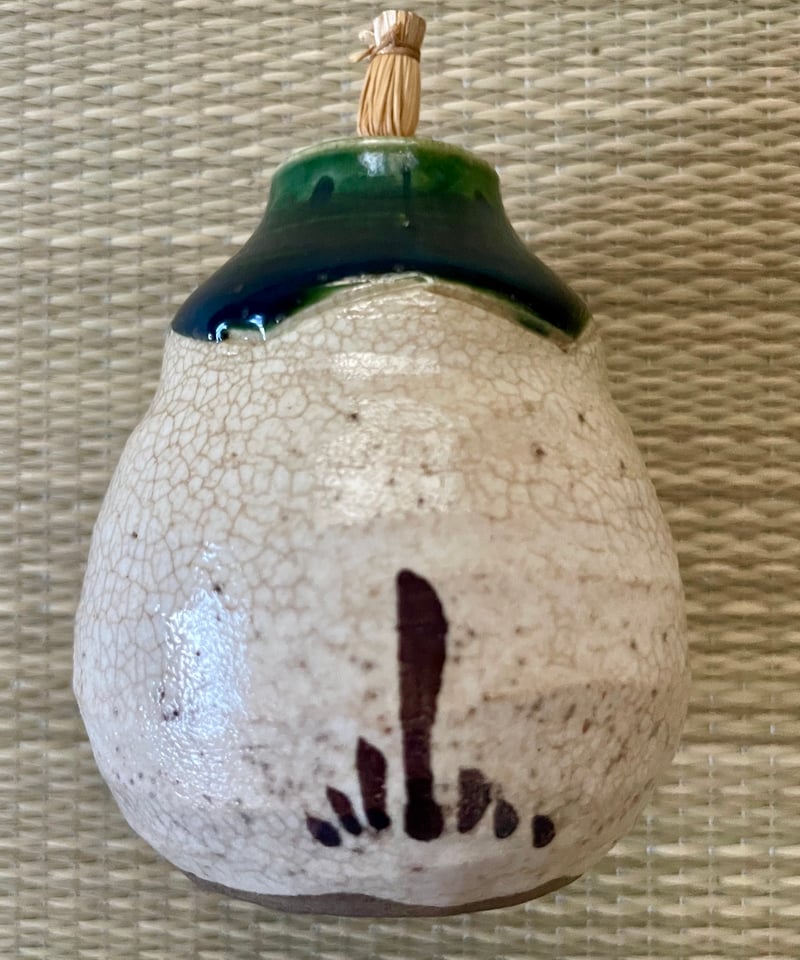 山口錠鐵造 茶道具 織部水指 陶印 共箱付 Yahoo!オークション -「山口