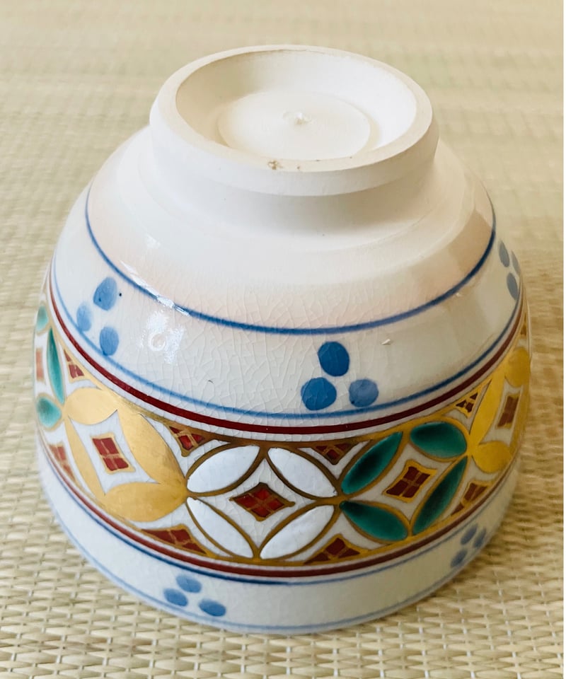 紙元箱付 美品】桐鳳造 安南手七宝 茶箱用陶器三揃え 茶碗/振出/茶巾筒
