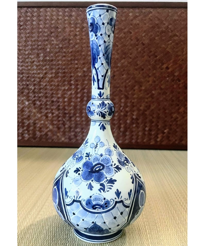 希少品】ヴィンテージ オランダ製 デルフト焼 レジーナ窯 手描き 細首