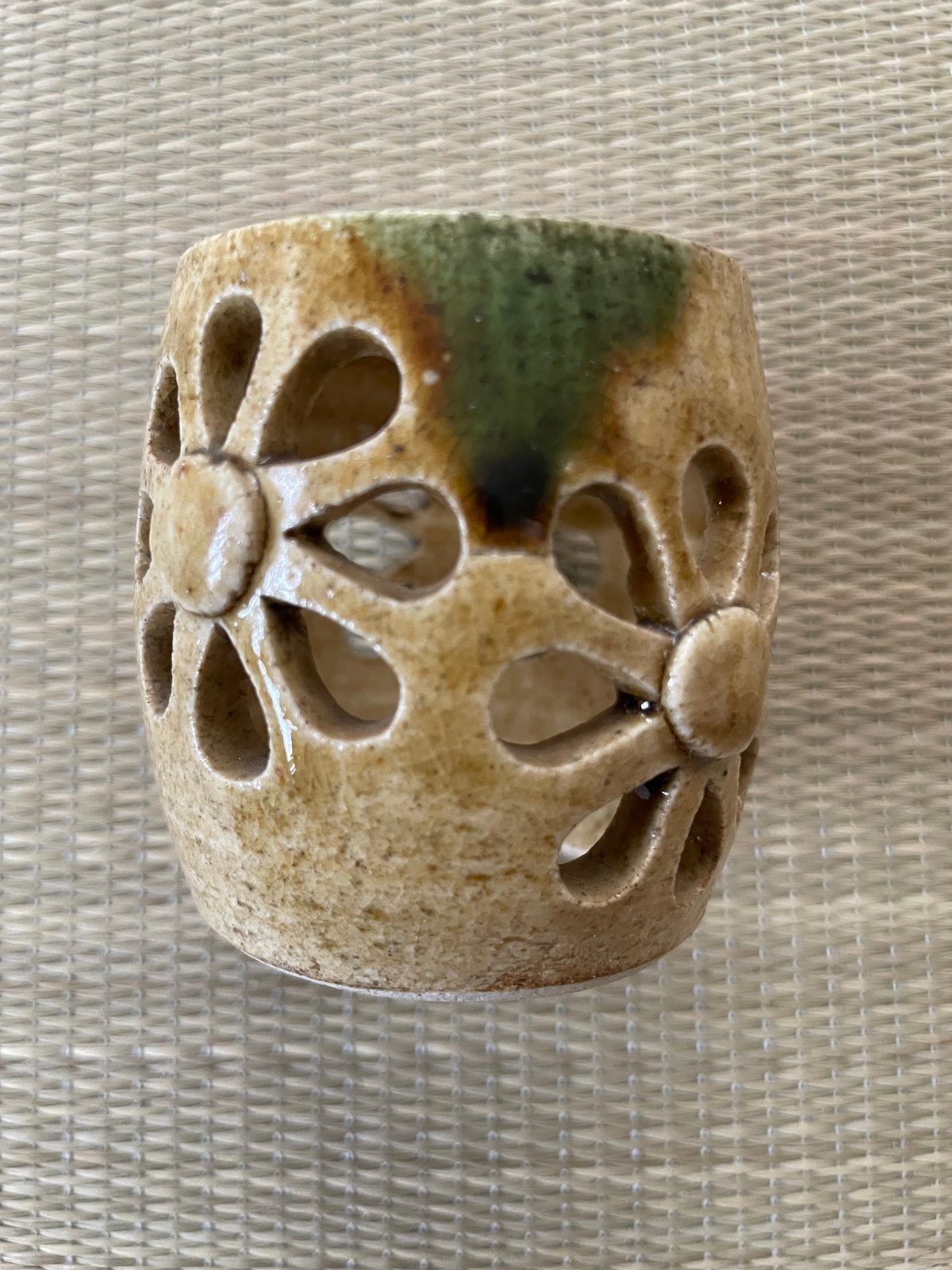 在銘 美品】山口茂造 菊 透かし 黄瀬戸 蓋置 茶道具 | ginyoudo