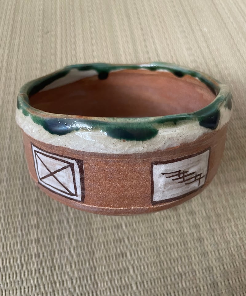 【茶碗　御本手　菊小紋】押小路窯　紙箱 美品 紙共箱 栞付】在銘源彦造 菊泉窯 織部小茶碗 赤織部 | ginyoudo