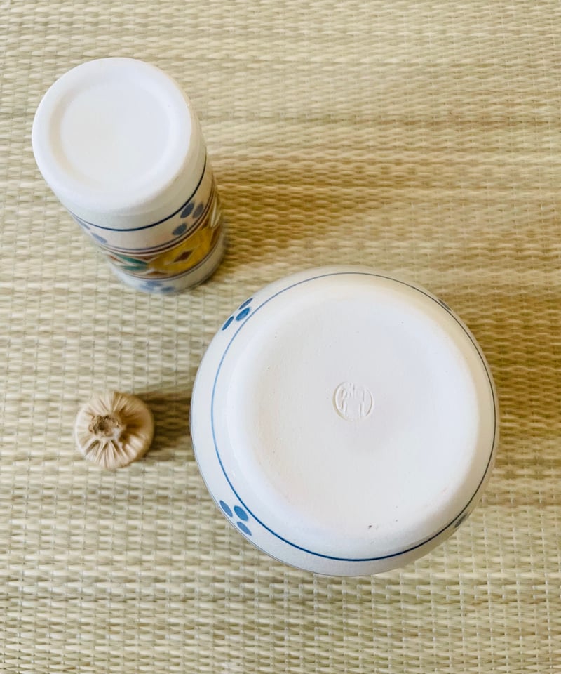 紙元箱付 美品】桐鳳造 安南手七宝 茶箱用陶器三揃え 茶碗/振出/茶巾筒
