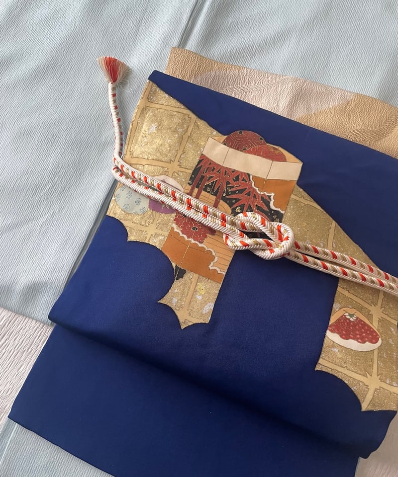 塩瀬】貝桶 名古屋帯 青地 | ginyoudo