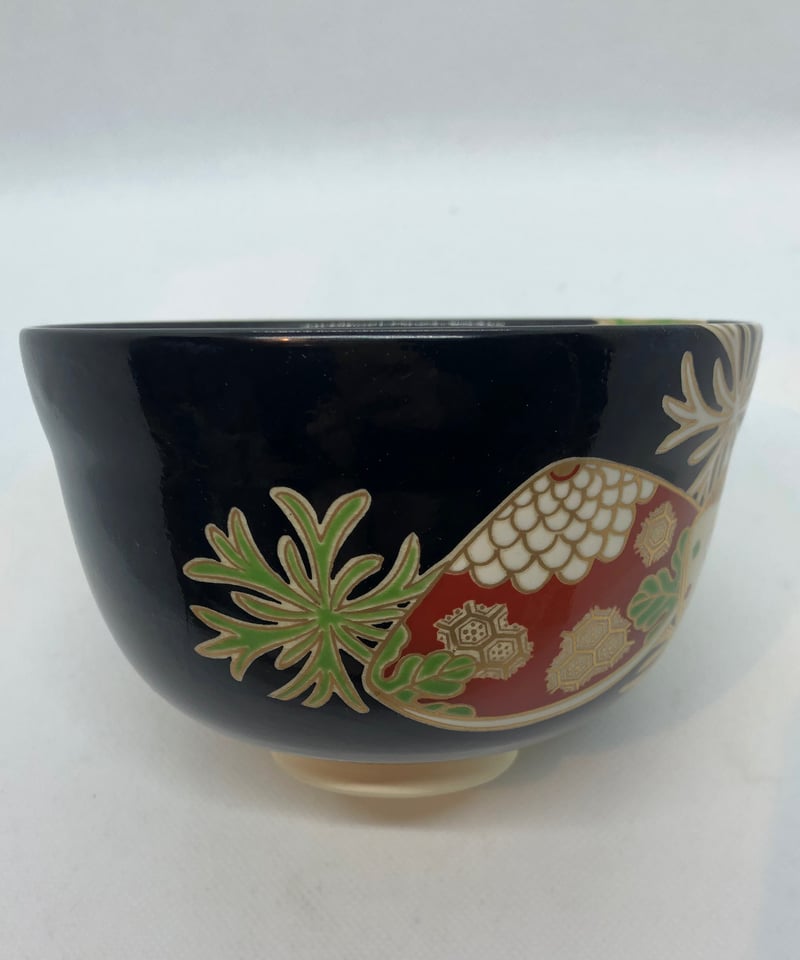 美品 在銘】宮地英香 黒仁清 海松貝文様 抹茶椀 | ginyoudo