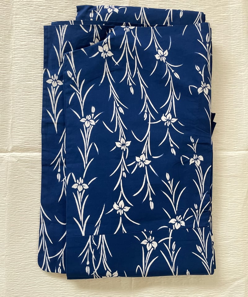 美品】竺仙謹製 浴衣 仕立て上がり 本型染め 綿コーマ 青 菖蒲 | ginyoudo