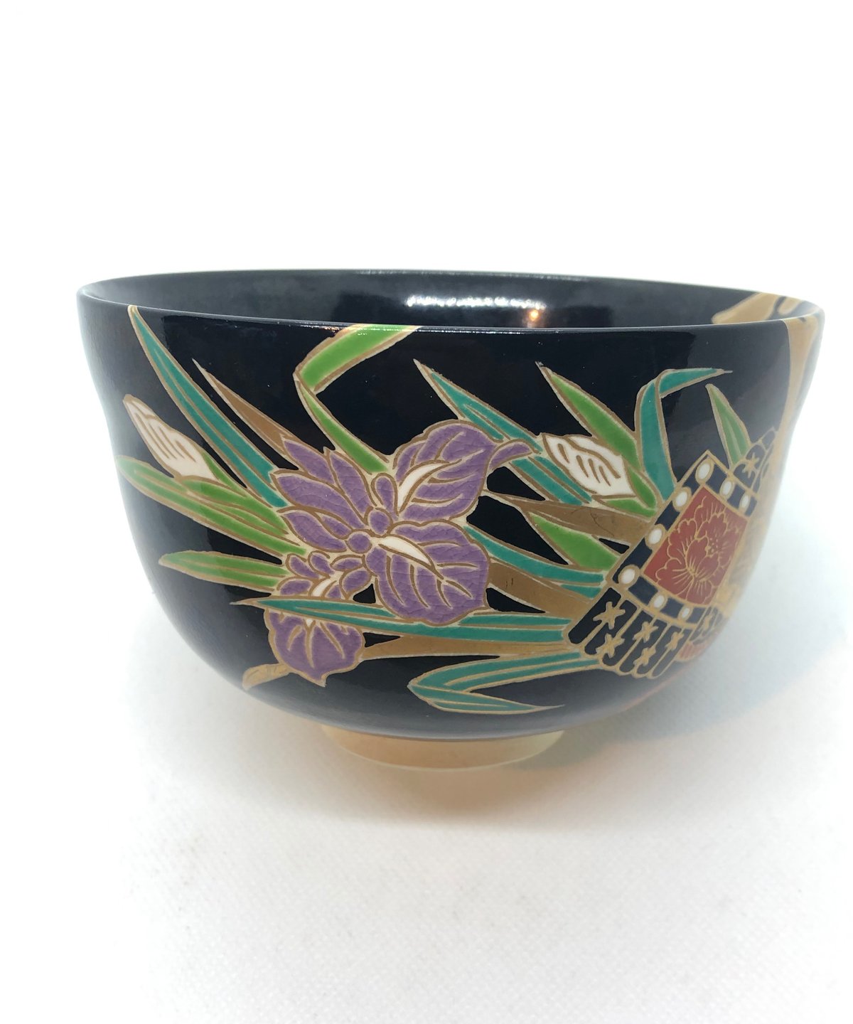 美品 在銘】宮地英香 黒仁清 兜 菖蒲 茶碗 | ginyoudo