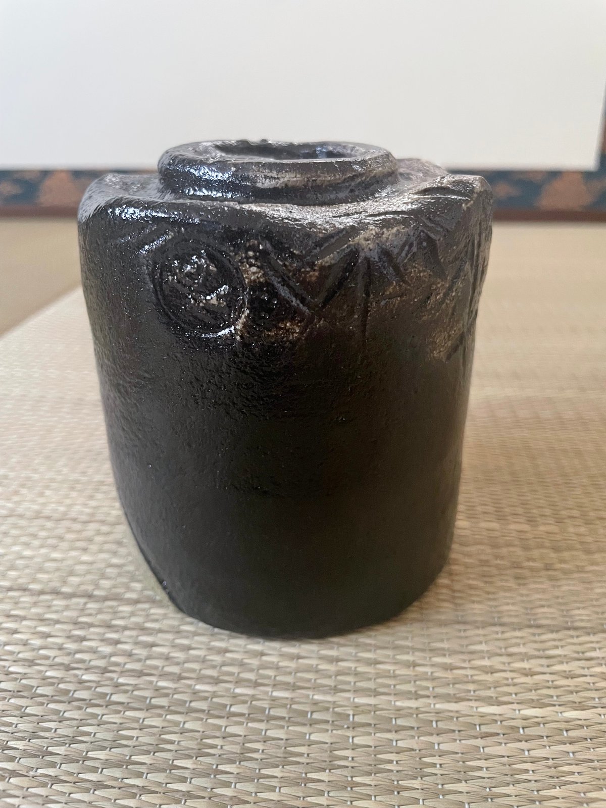 伊東桂楽　空中作写 寒月茶碗　共箱　茶道具　筒茶碗　楽焼　京都　桂窯 伊東桂楽 空中作写 寒月茶碗 共箱 茶道具 筒茶碗 楽焼 京都 桂窯