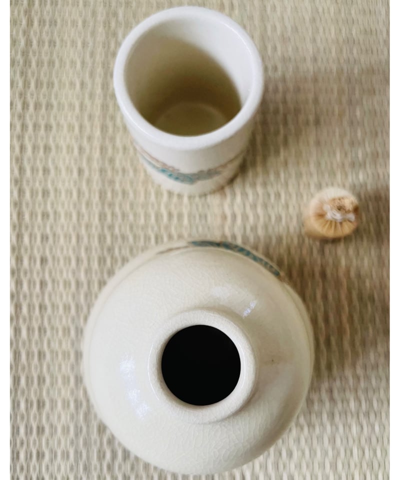 美品 紙箱付】在銘 加藤源平造 桐文様 茶箱用陶器三点セット 陶器三ツ