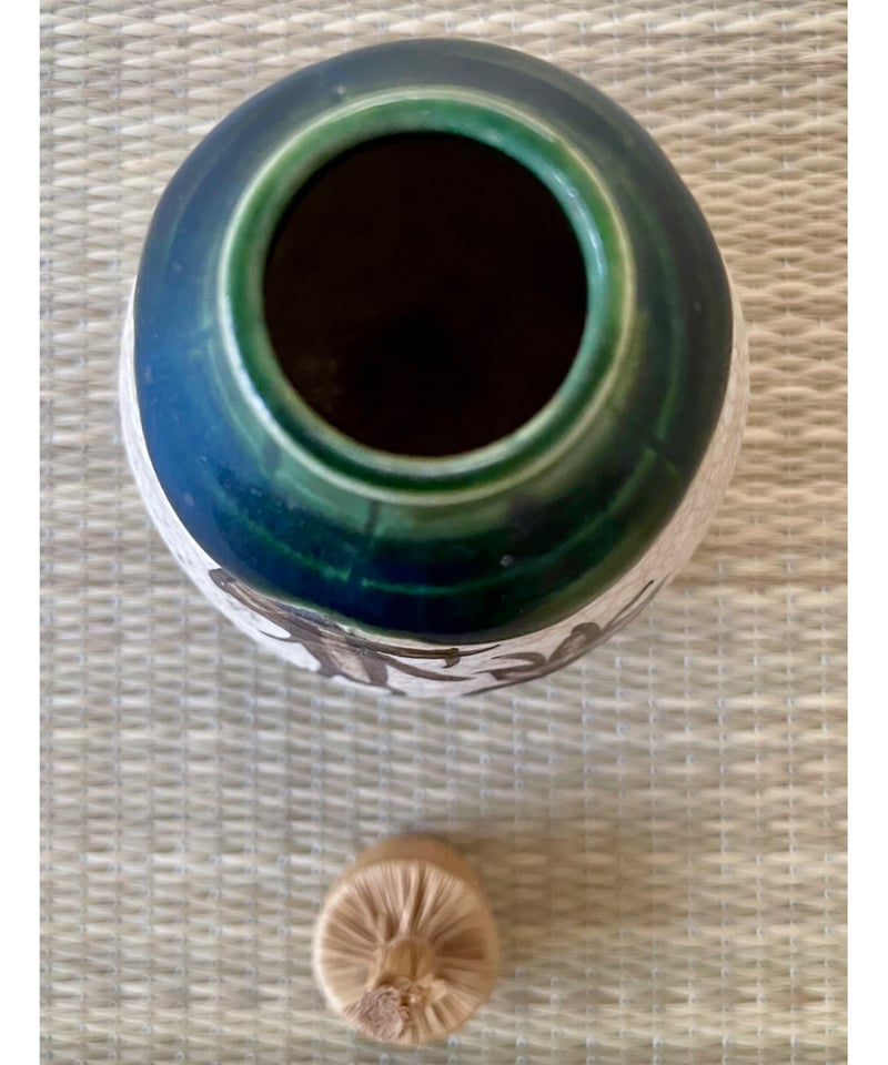 S783 水指 『織部釉』『山口錠鐵造』 共箱 茶道具 S783 水指