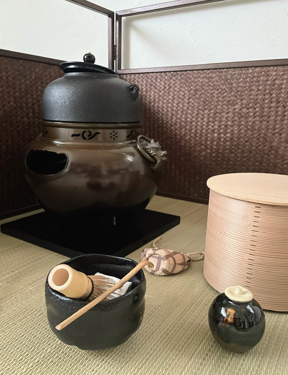 極美品 桐共箱付】山口茂造 仕覆付き 瀬戸 文琳茶入 雨龍間道 仕覆付き