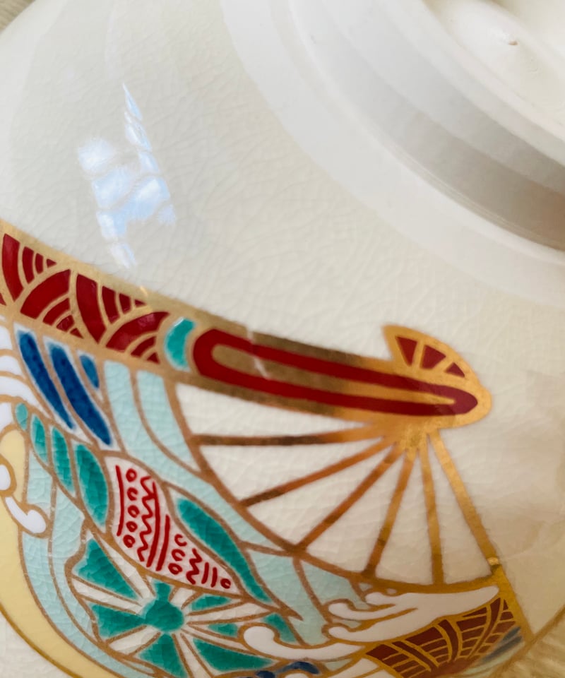 美品】加藤藤山造 在銘 陶印有 扇面貝 立波 桜紅葉 抹茶碗 | ginyoudo