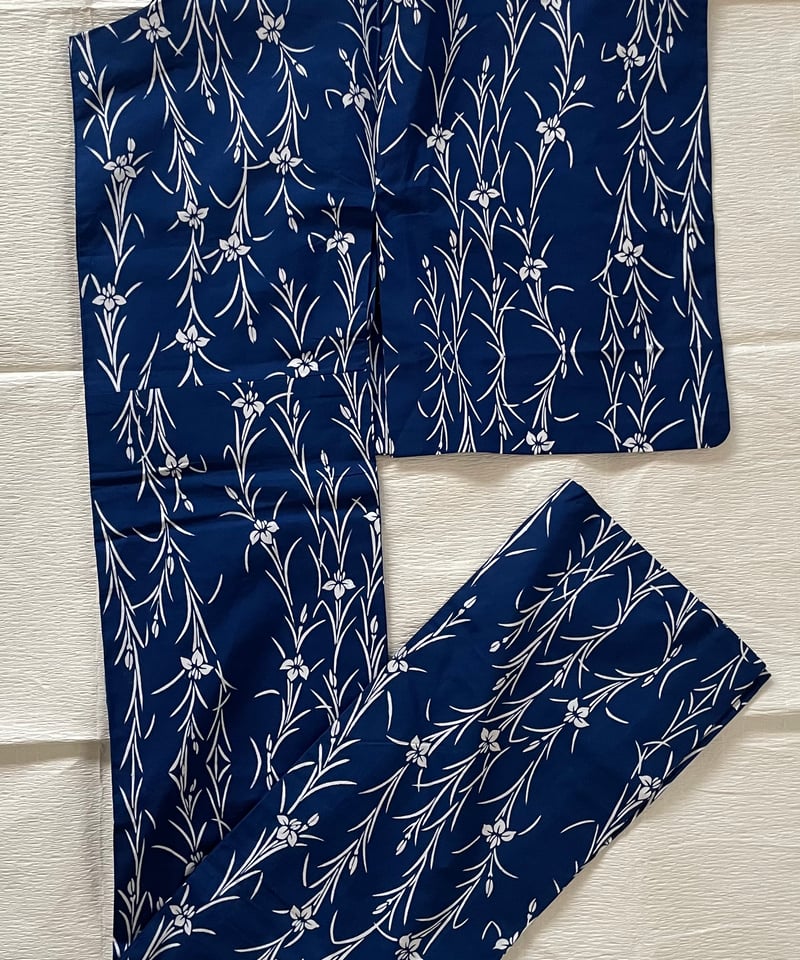 美品】竺仙謹製 浴衣 仕立て上がり 本型染め 綿コーマ 青 菖蒲 | ginyoudo