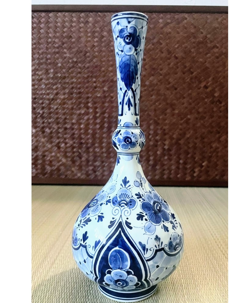 希少品】ヴィンテージ オランダ製 デルフト焼 レジーナ窯 手描き 細首