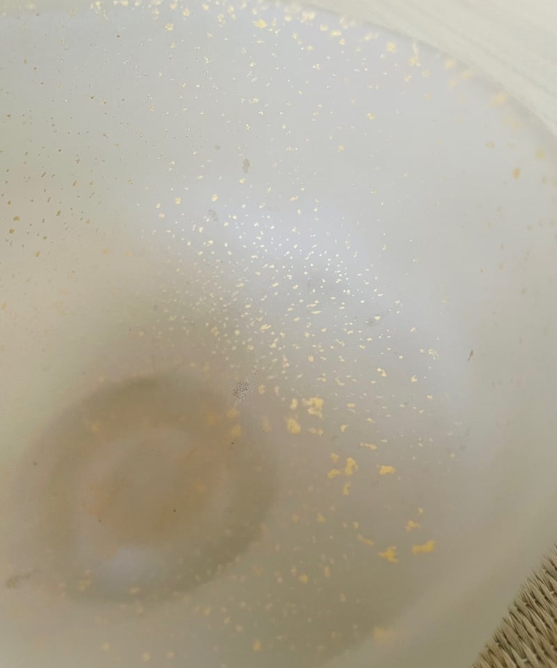 桐共箱 ウコン布付】日展作家 上野良樹造 硝子茶碗 磨りガラス 金砂子