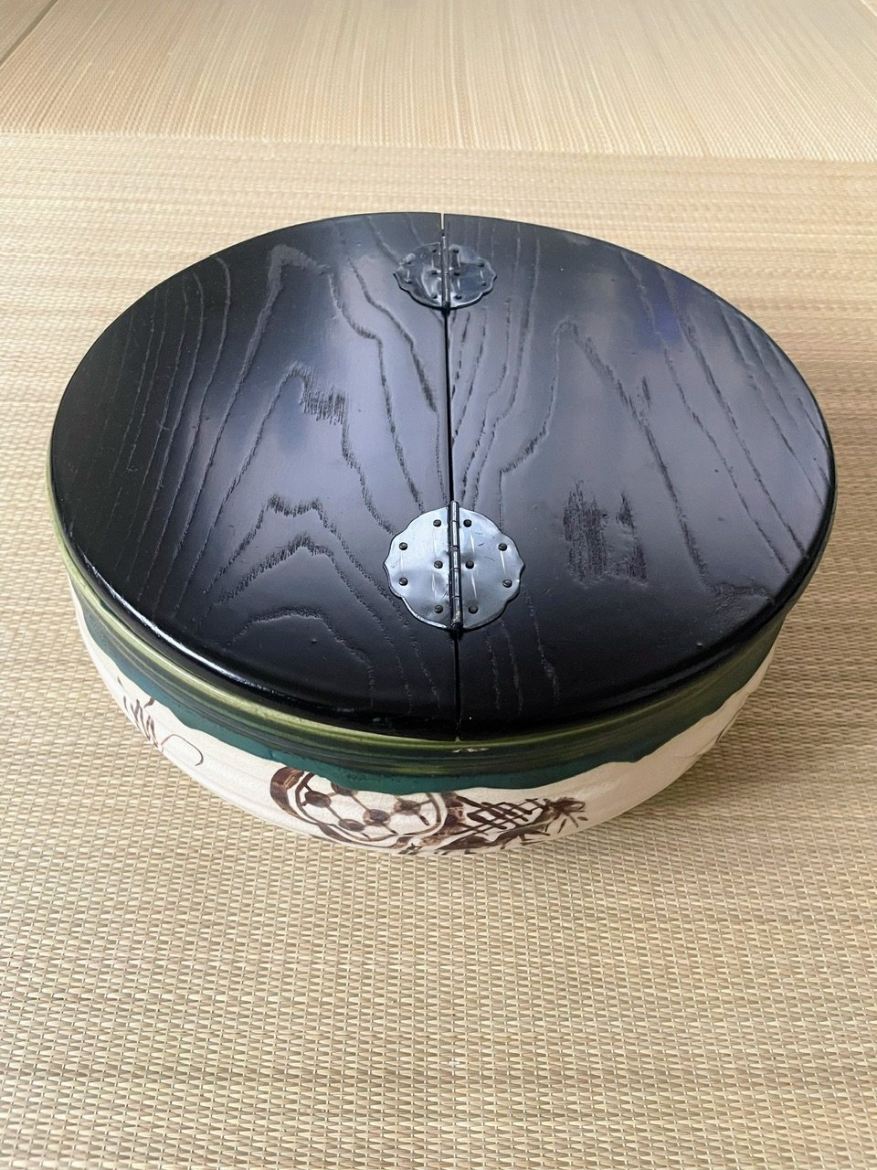 美品】加藤五陶造 在銘 織部 割蓋付き 平水指 | ginyoudo