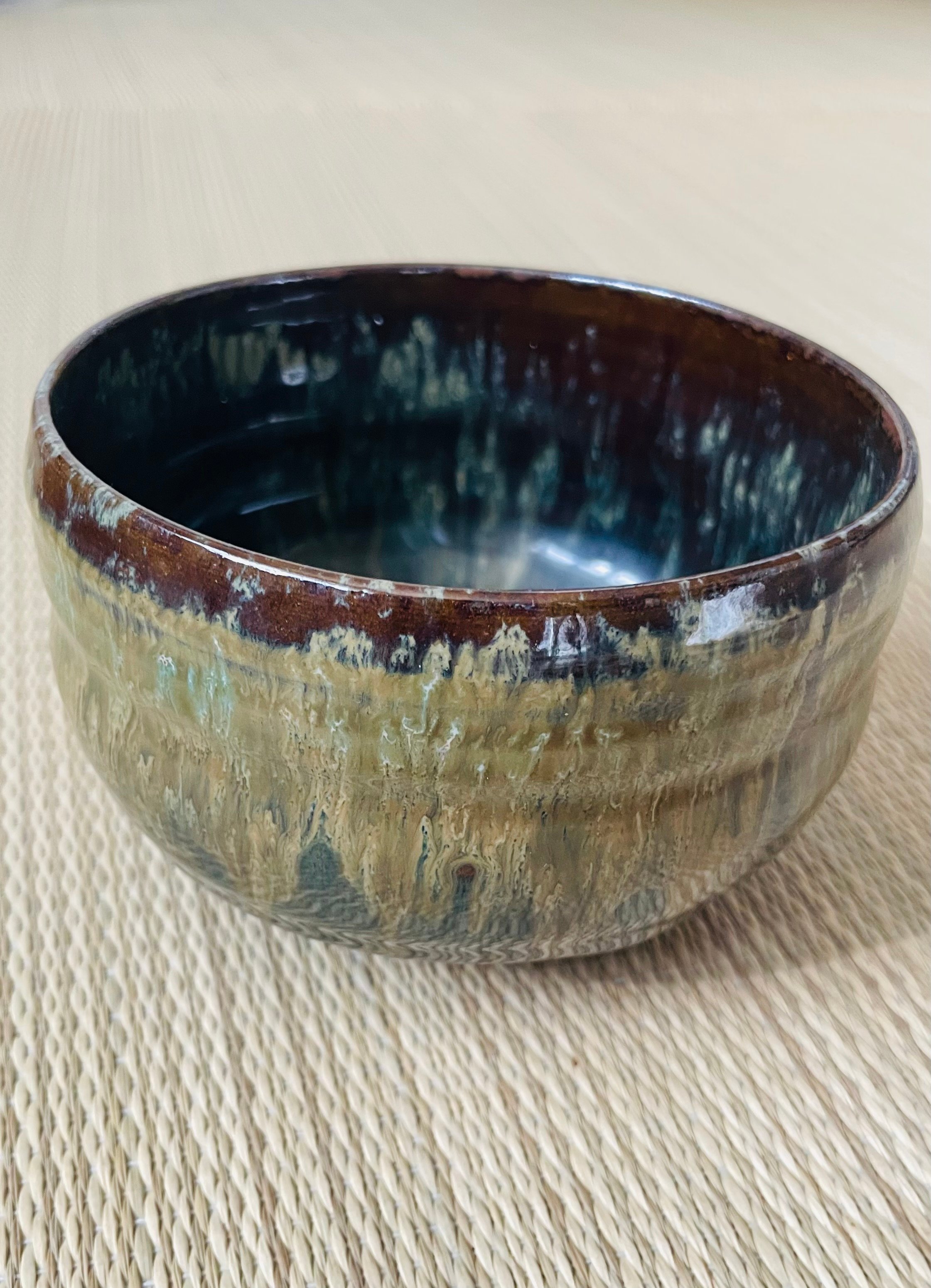 Ｗ１８２　茶碗　『小鹿田焼』『柳瀬春矼 作』　共箱　抹茶碗　茶道具 在銘 】柳瀬春矼造 小鹿田焼 おんたやき 茶碗 抹茶碗 | ginyoudo