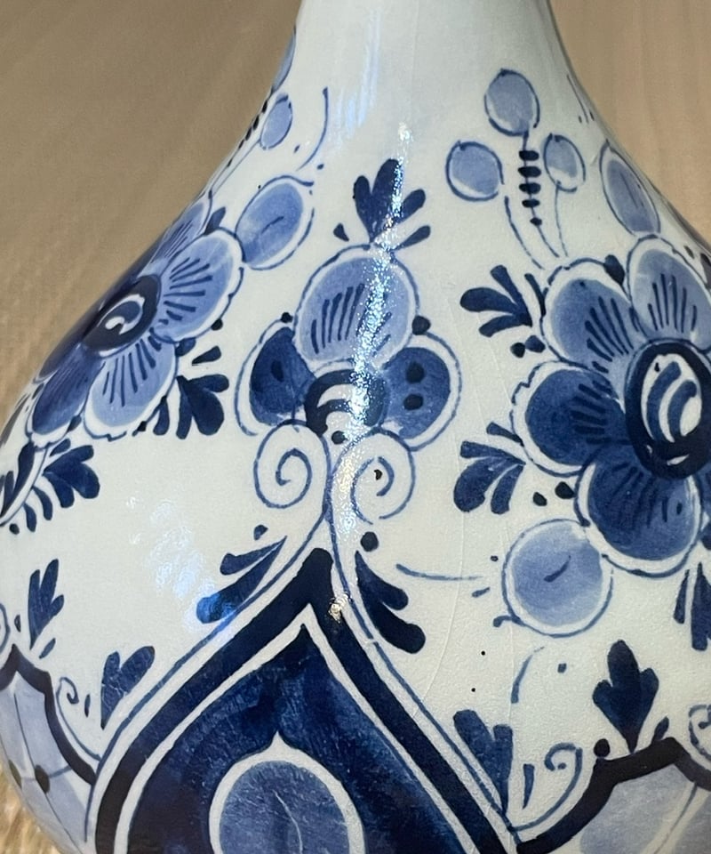 希少品】ヴィンテージ オランダ製 デルフト焼 レジーナ窯 手描き 細首