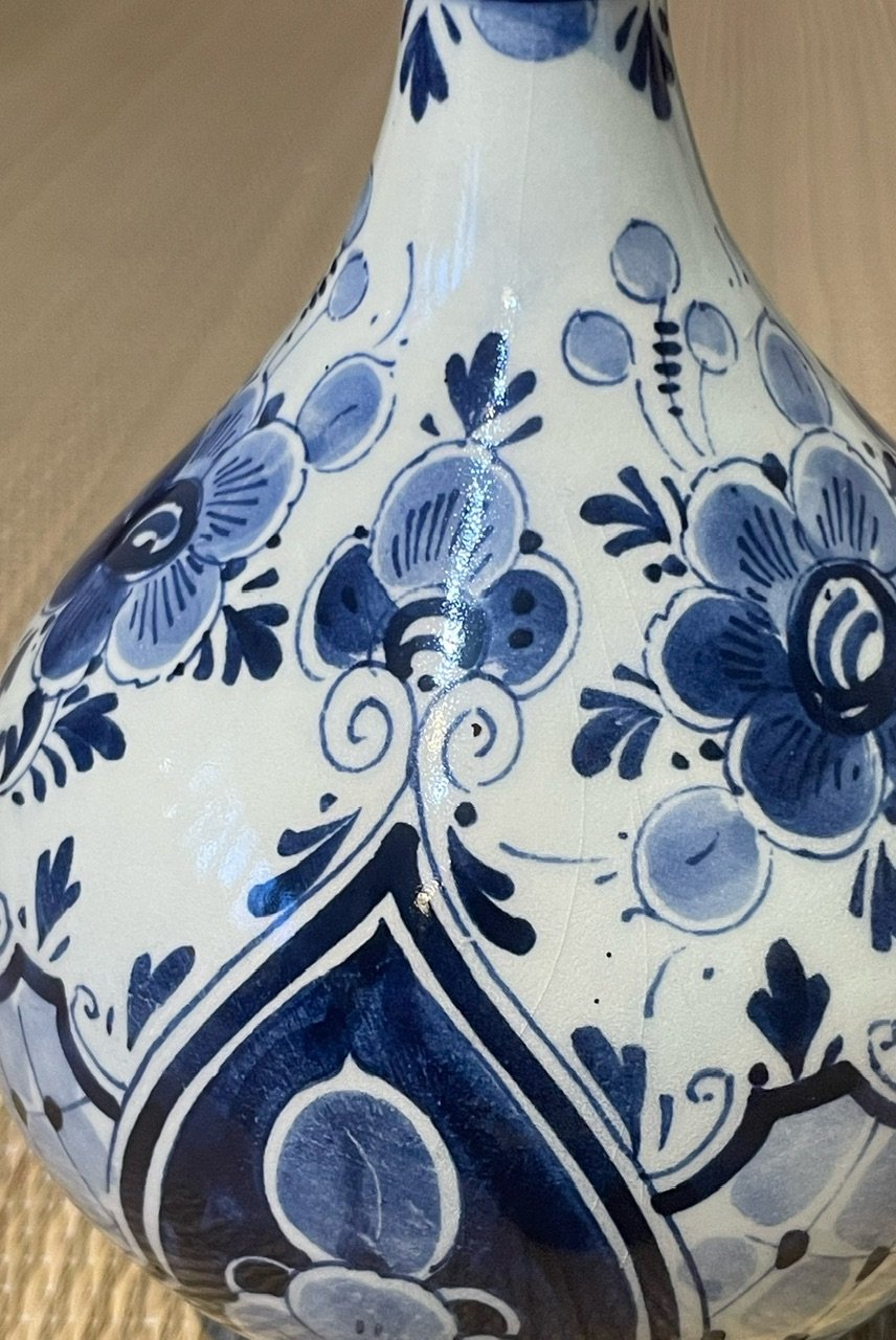 希少品】ヴィンテージ オランダ製 デルフト焼 レジーナ窯 手描き 細首