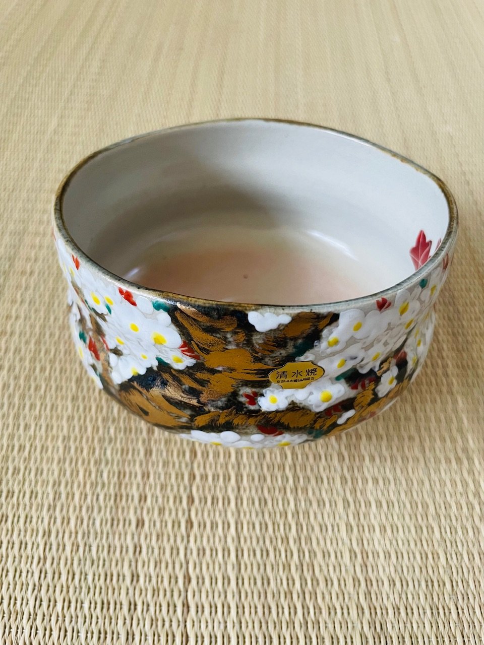 未使用保管品】短冊箱セット （未使用 清水焼在銘茶碗二種、水指建水蓋