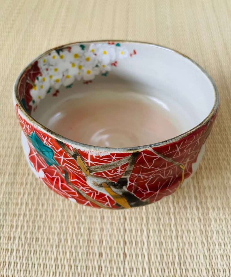 未使用保管品】短冊箱セット （未使用 清水焼在銘茶碗二種、水指建水蓋