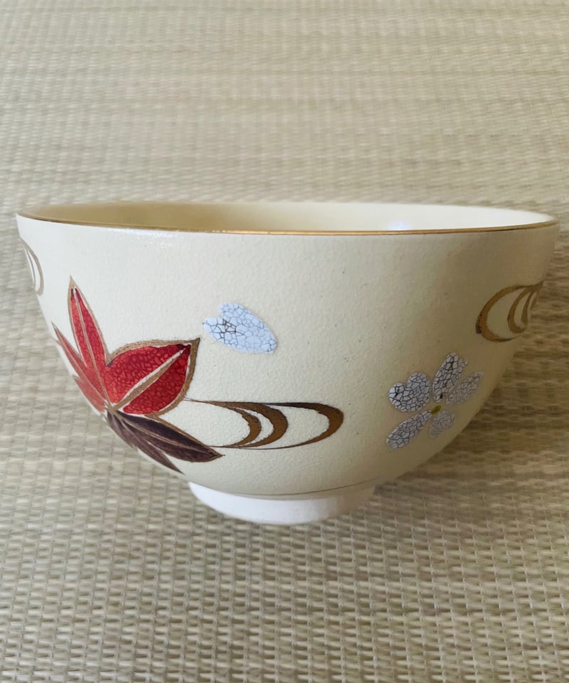 特価】在銘 小栗龍靖造 茶箱用茶碗 京焼 春秋 赤青楓に流水 桜 | ginyoudo