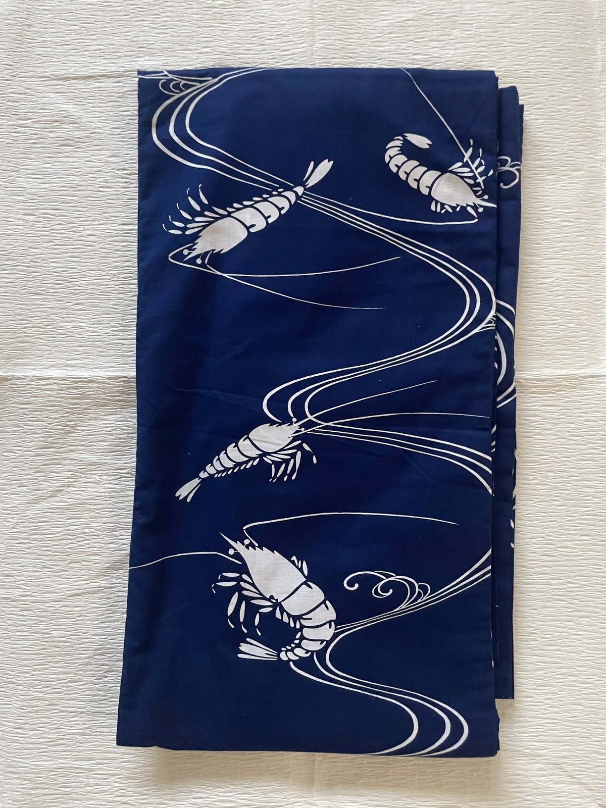 美品 希少柄】本染 海老流水文様 綿コーマ 浴衣 紺 | ginyoudo
