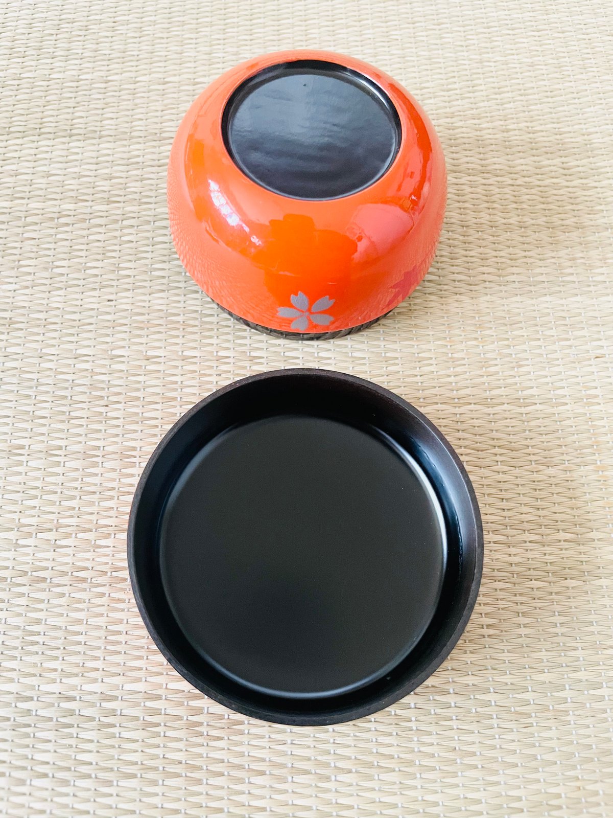 茶箱用三点セット 】桜 紅葉 流水 朱赤 茶筅筒、平棗、香合セット