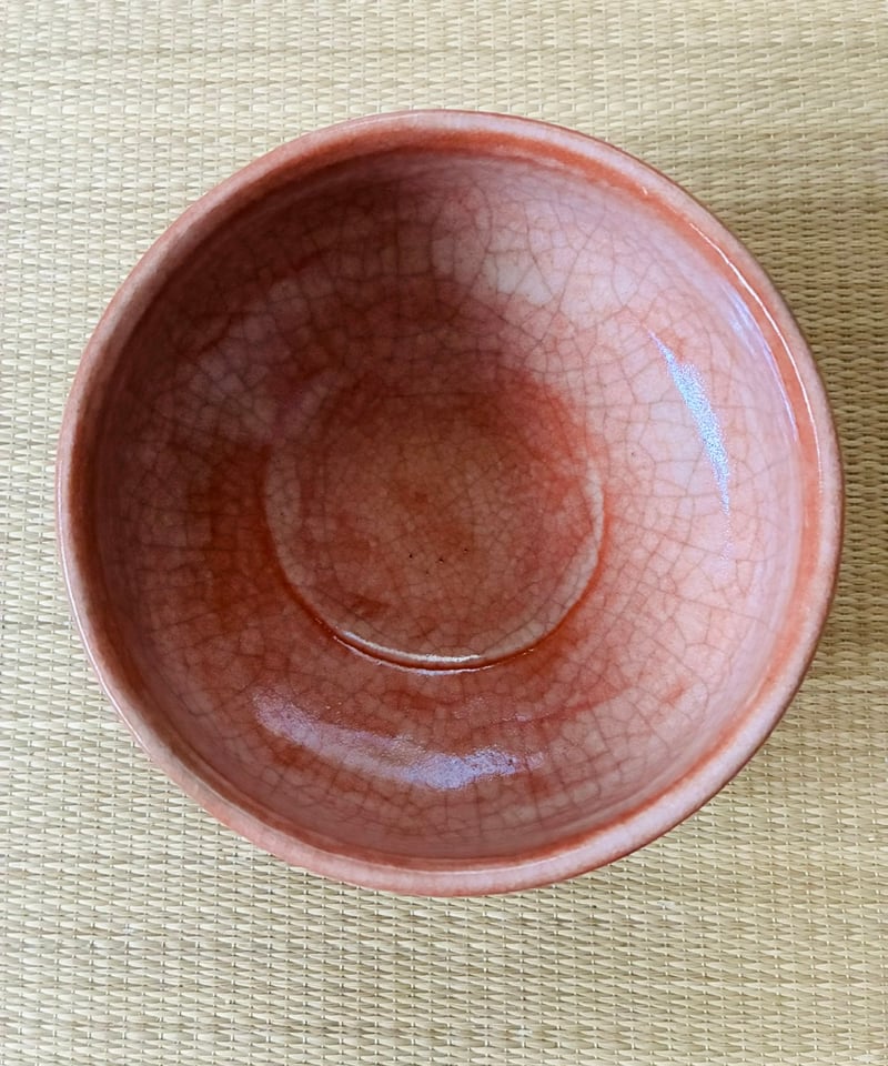 難有り特価品】祥悦造 旦入写し 梶の葉 七夕 赤楽茶碗 四本桟 桐共箱