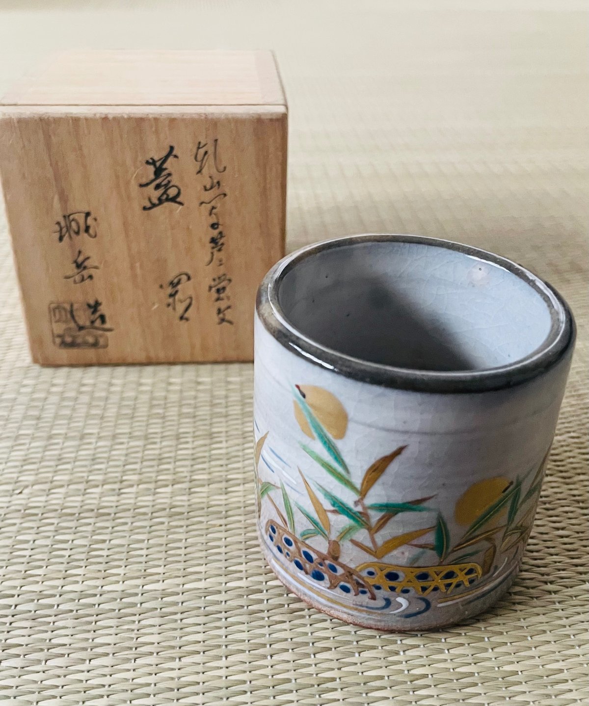 美品 在銘 桐箱付】橋本城岳造 乾山写し 葦に蛍文 蓋置 | ginyoudo