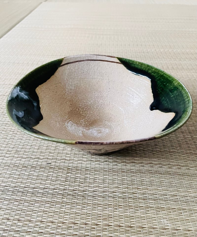 美品 在銘】松本鐵山造 松本鉄山 織部焼 平茶碗 | ginyoudo