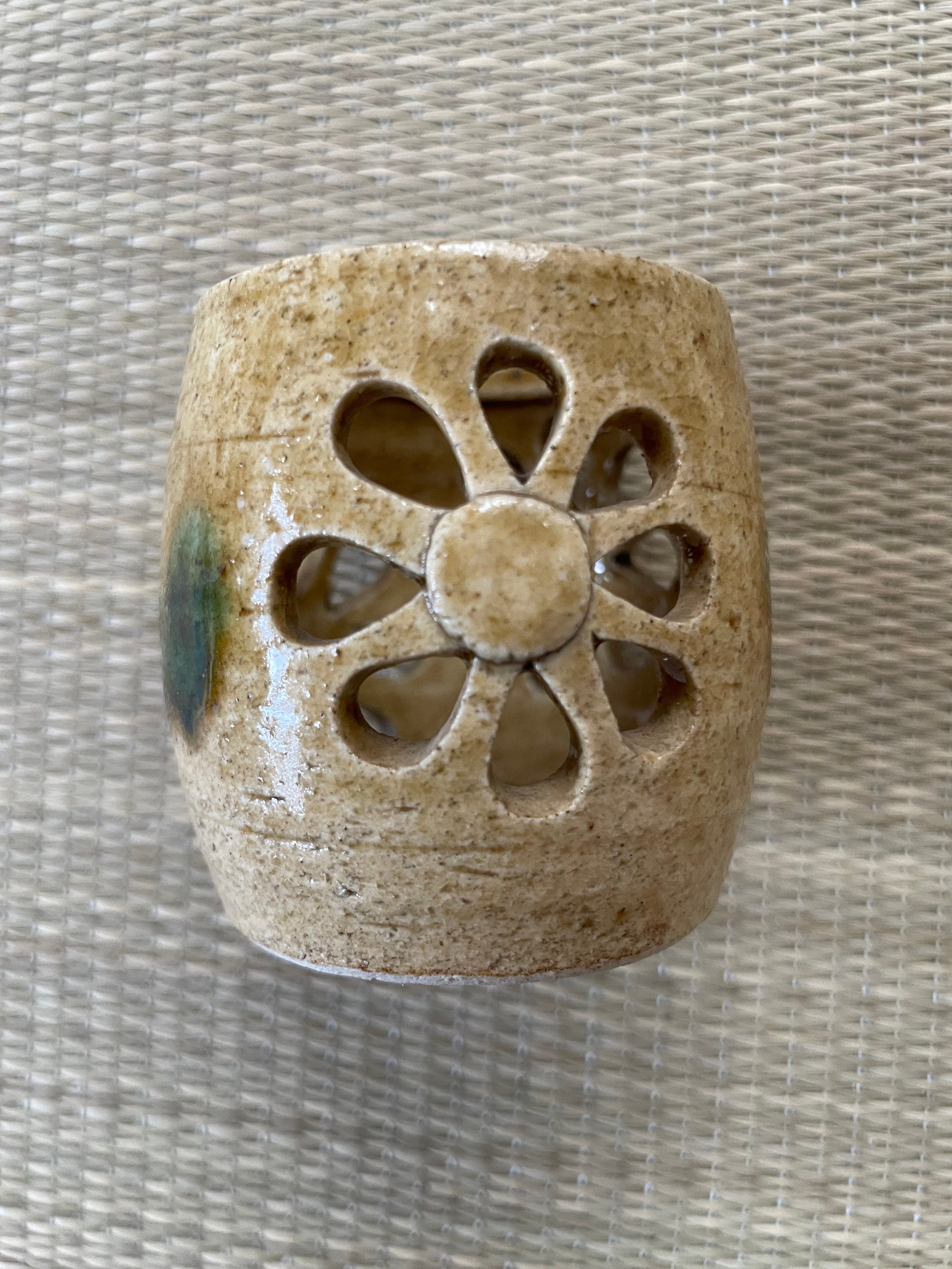 在銘 美品】山口茂造 菊 透かし 黄瀬戸 蓋置 茶道具 | ginyoudo