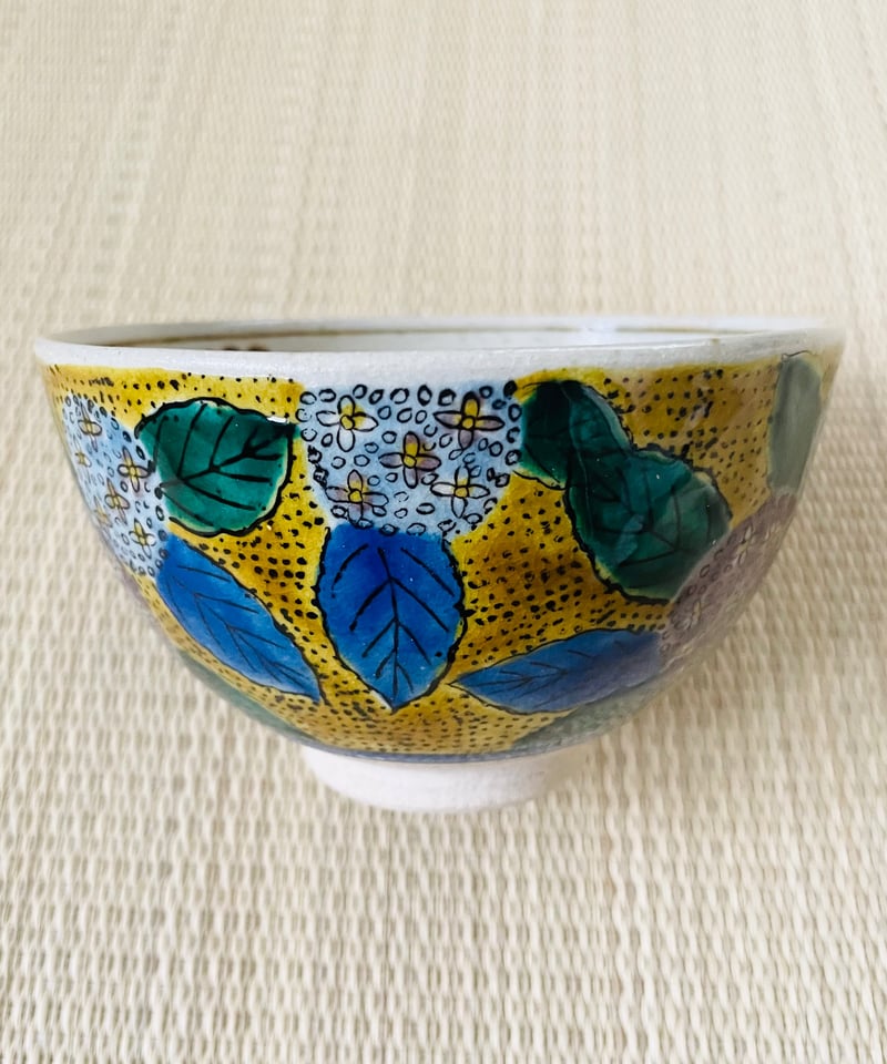 美品 桐箱付】九谷 白峰造 紫陽花茶碗 九谷五彩 抹茶碗 | ginyoudo