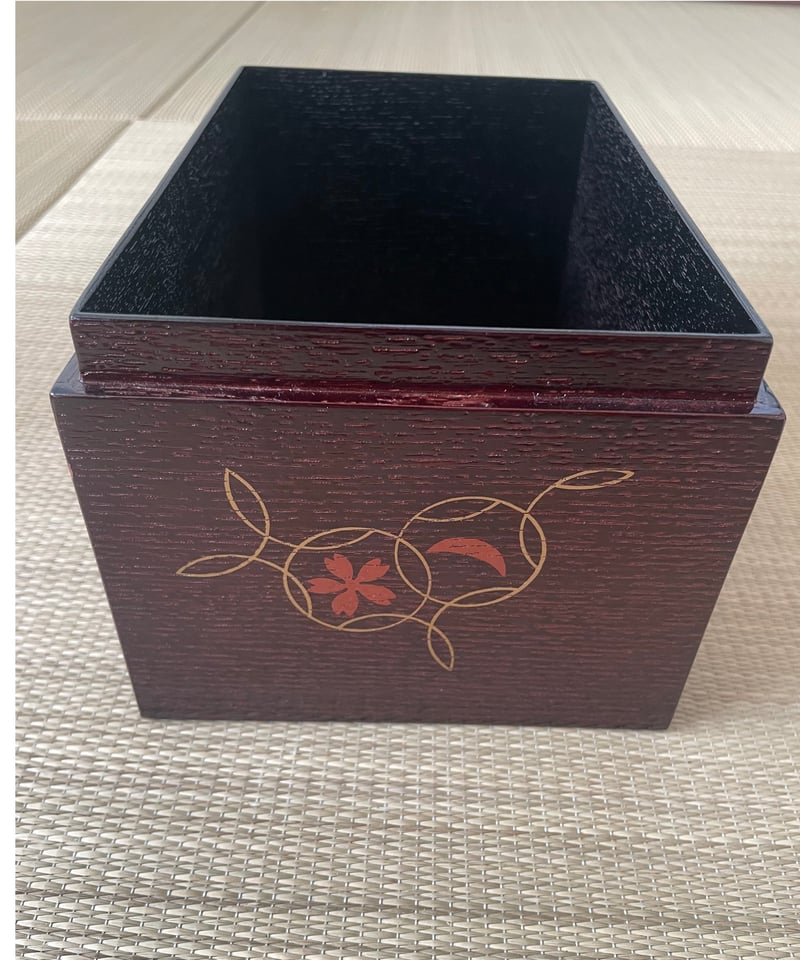 美品 木製】七宝繋ぎに雪月花 溜め塗り 桐 利休茶箱 茶箱用茶杓付き